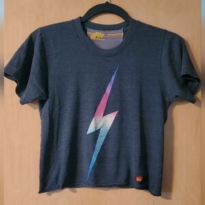 Aviator Nation Tee with Lightning Bolt - Charcoal Women's XS